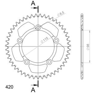 Rear ALU sprocket SUPERSPROX RAL-4:47-ORG narancssárga 47 fogak,420