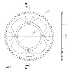 Rear ALU sprocket SUPERSPROX RAL-209:56-RED piros 56 fogak,420