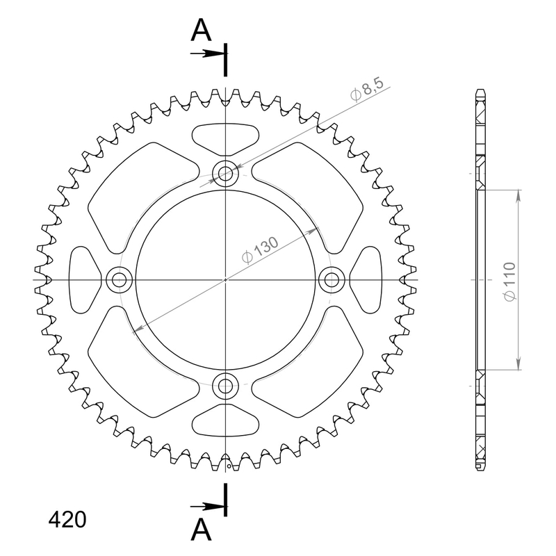 Rear ALU sprocket SUPERSPROX piros 56 fogak,420