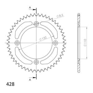 Rear ALU sprocket SUPERSPROX RAL-898:49-BLK fekete 49 fogak,428