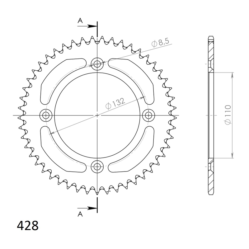 Rear ALU sprocket SUPERSPROX fekete 49 fogak,428