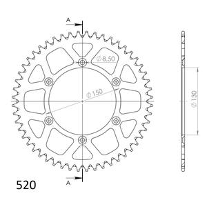 Rear ALU sprocket SUPERSPROX RAL-245:52-BLU kék 52 fogak,520
