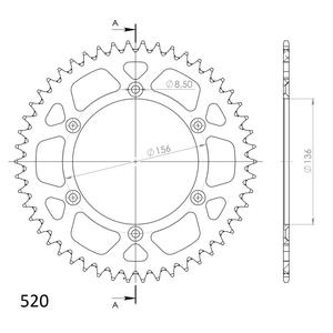 Rear ALU sprocket SUPERSPROX RAL-1512:48-RED piros 48 fogak,520