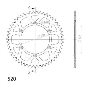 Rear ALU sprocket SUPERSPROX RAL-460:51-BLK fekete 51 fogak,520