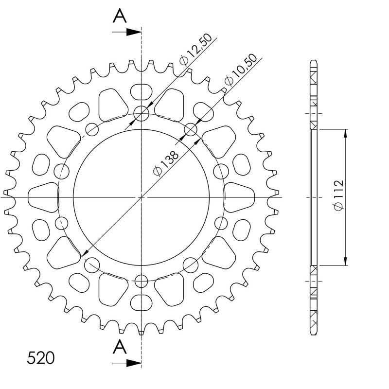 Rear ALU sprocket SUPERSPROX fekete 43 fogak,520