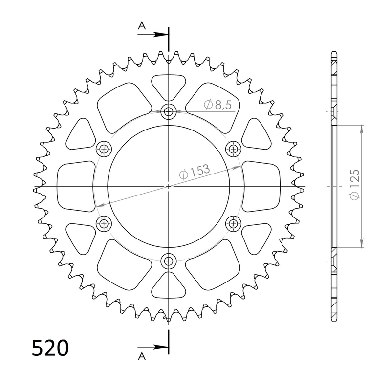 Rear ALU sprocket SUPERSPROX piros 49 fogak,520