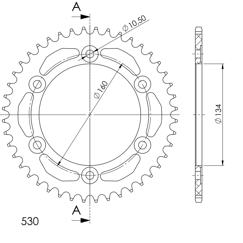 Rear ALU sprocket SUPERSPROX fekete 43 fogak,530