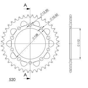 Alumínium csillagkerék SUPERSPROX RAL-1303:40-BLK fekete 40 fogak,520