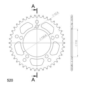 Alumínium csillagkerék SUPERSPROX RAL-7_520:42-BLK fekete 42 fogak,520
