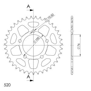 Alumínium csillagkerék SUPERSPROX RAL-7091:40-BLK fekete 40 fogak,520