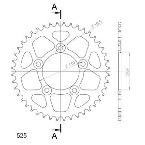 Alumínium csillagkerék SUPERSPROX RAL-807:44-BLK fekete 44 fogak,525