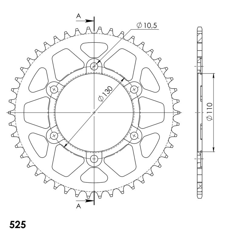 Rear ALU sprocket SUPERSPROX fekete 46 fogak,525