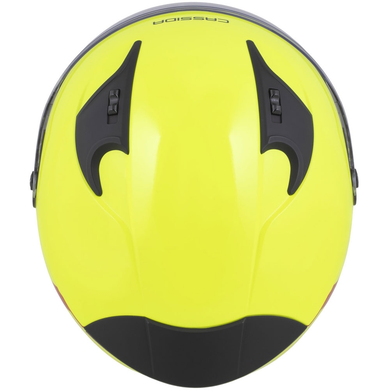 Cassida Reflex 2.0 Safety nyitott motoros bukósisak fluo sárga-piros-szürke-fényvisszaverő ezüst