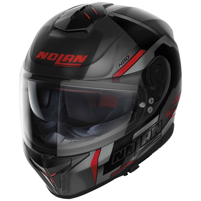 Nolan N80-8 Wanted N-com zárt motoros bukósisak matt fekete-piros