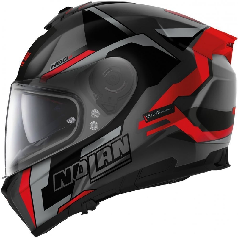 Nolan N80-8 Wanted N-com zárt motoros bukósisak matt fekete-piros