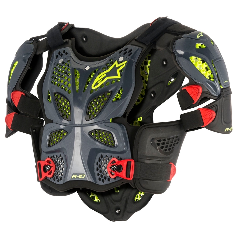 Testvédő Alpinestars A-10 fekete-piros-fluo sárga kiárusítás