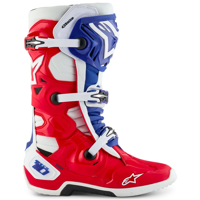 Alpinestars Tech 10 limitált kiadású FORTITUDE motoros csizma fehér-kék-piros