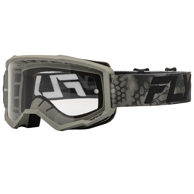 Fly Racing Focus motokrossz szemüveg szürke-fekete, átlátszó plexivel