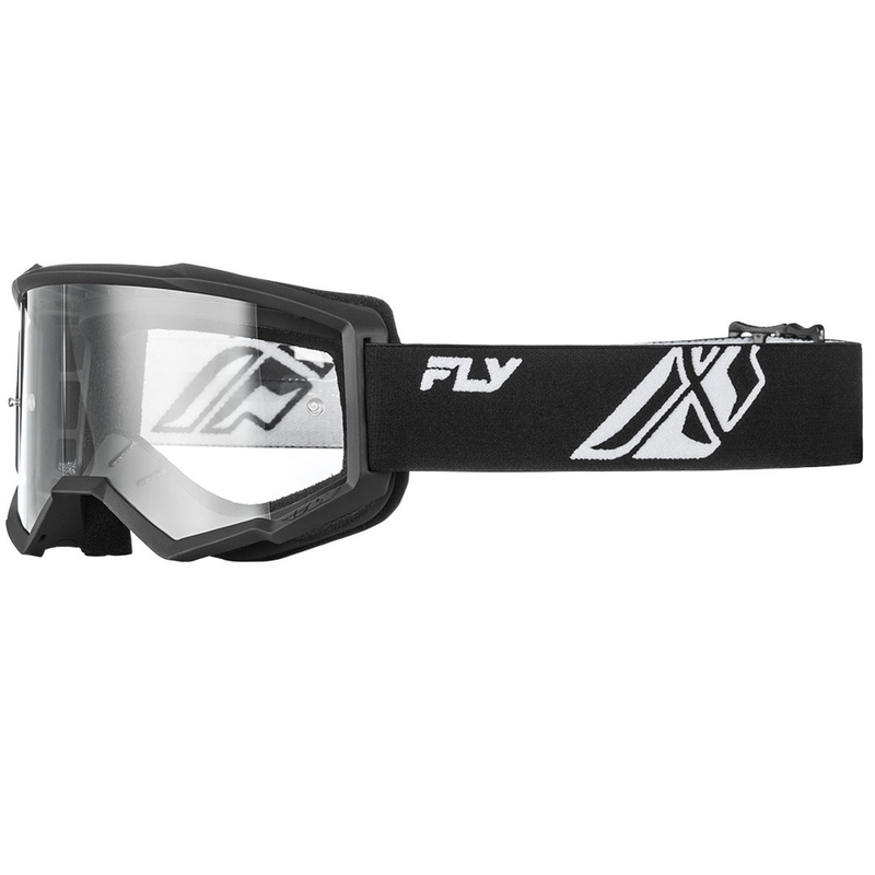 Fly Racing Focus motokrossz szemüveg fekete-fehér II, átlátszó plexivel