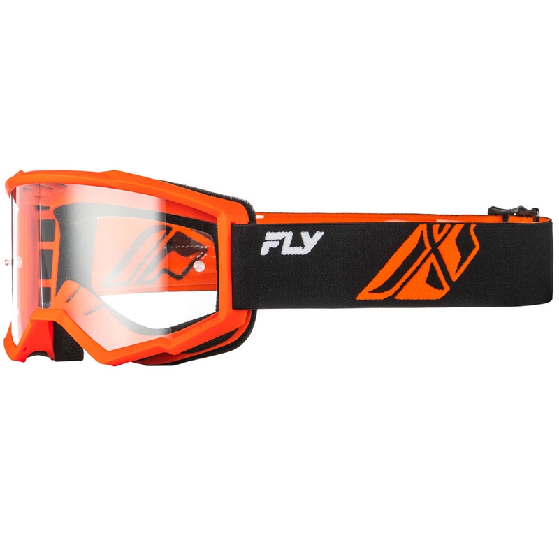 Fly Racing Focus motokrossz szemüveg fekete-narancssárga II, átlátszó plexivel