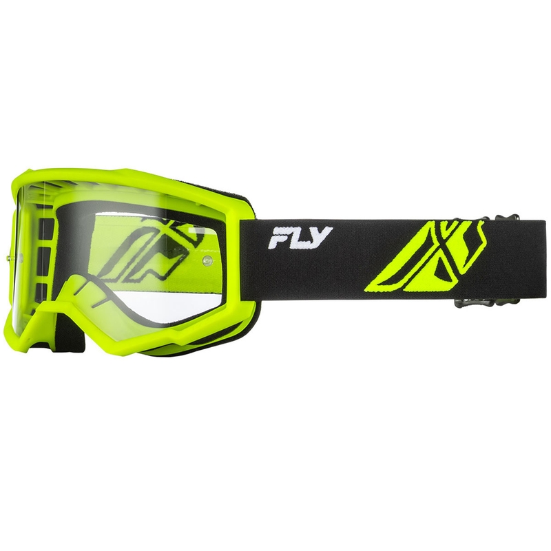 Fly Racing Focus gyerek motokrossz szemüveg fekete-fluo zöld átlátszó plexivel