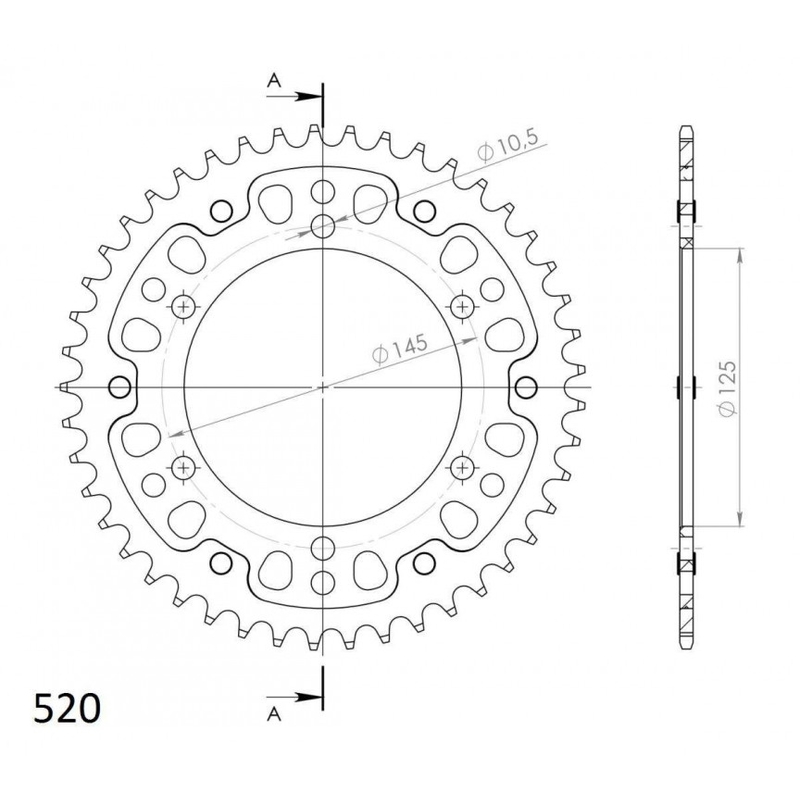Csillagkerék SUPERSPROX STEALTH arany 52 fogak,525