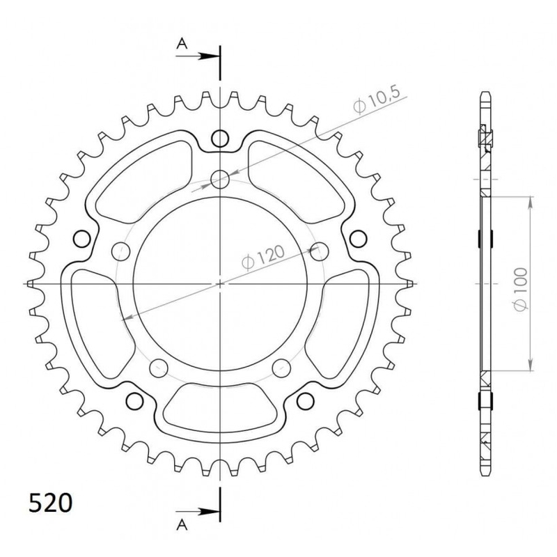 Csillagkerék SUPERSPROX STEALTH fekete 42 fogak,520