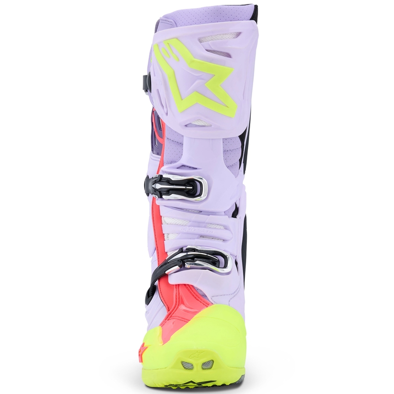 Alpinestars Tech 10 Supervented motoros csizma lila-fluo sárga-rózsaszín