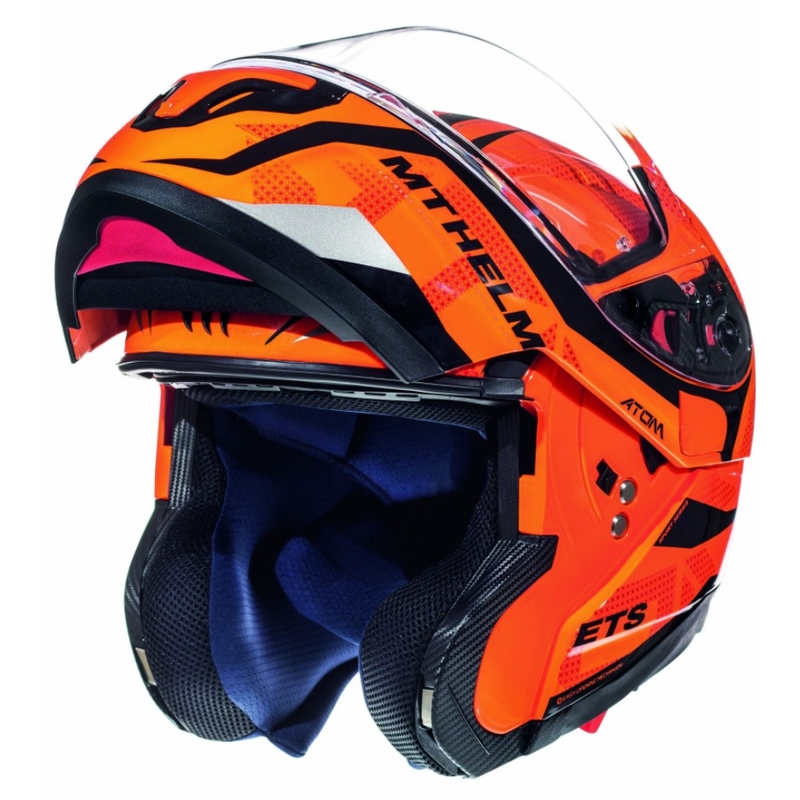 Billenő sisak motorkerékpárhoz MT Atom Divergencia fluo narancs - II.class