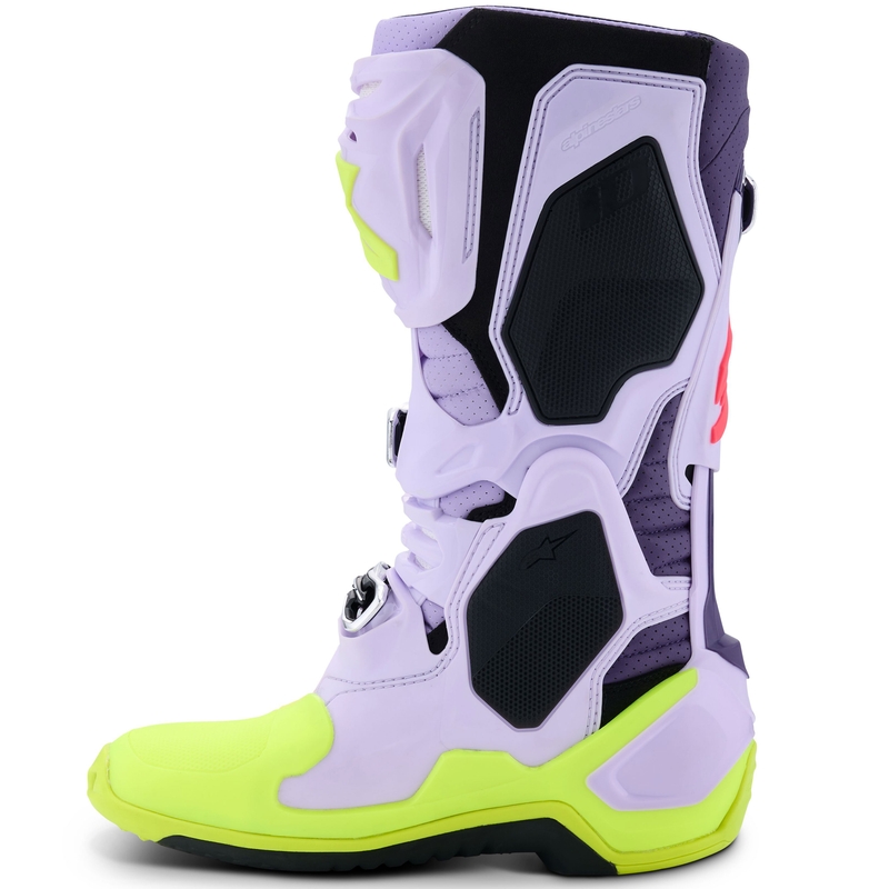 Alpinestars Tech 10 Supervented motoros csizma lila-fluo sárga-rózsaszín