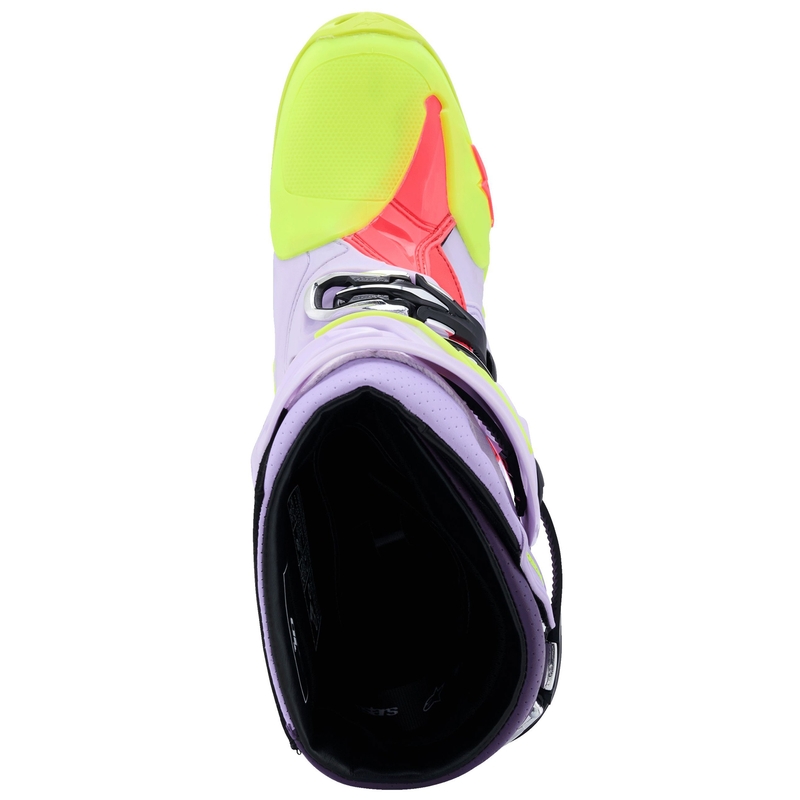 Alpinestars Tech 10 Supervented motoros csizma lila-fluo sárga-rózsaszín