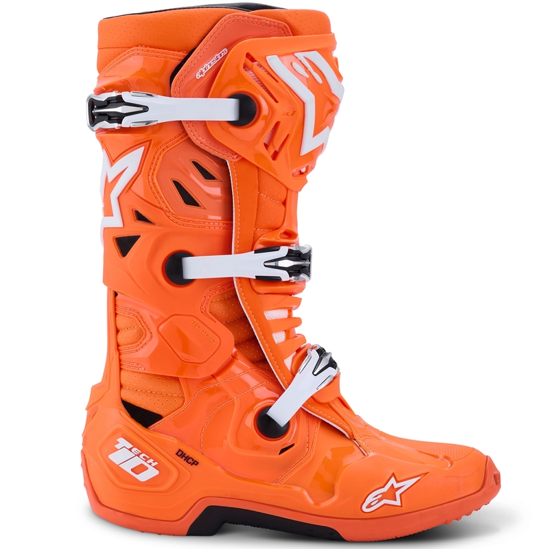 Alpinestars Tech 10 Supervented motoros csizma fluo narancssárga-fekete-fehér