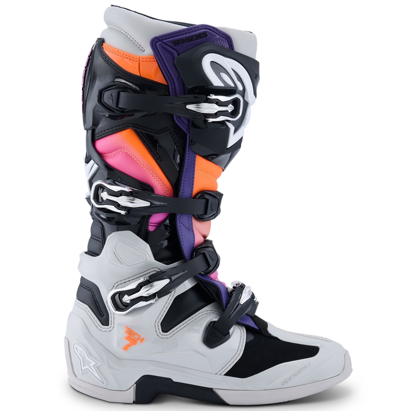 Alpinestars Tech 7 motoros csizma fekete-világosszürke-fluo narancssárga-gradient