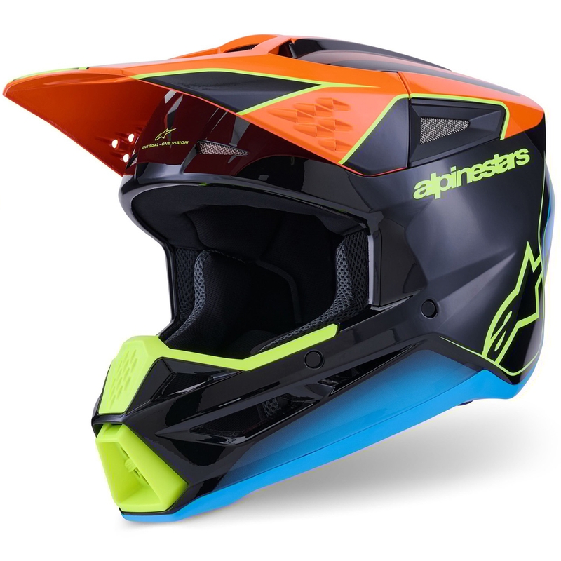 Alpinestars S-M3 Fray motokrossz bukósisak fekete-fluo narancssárga-fluo sárga-türkizkék