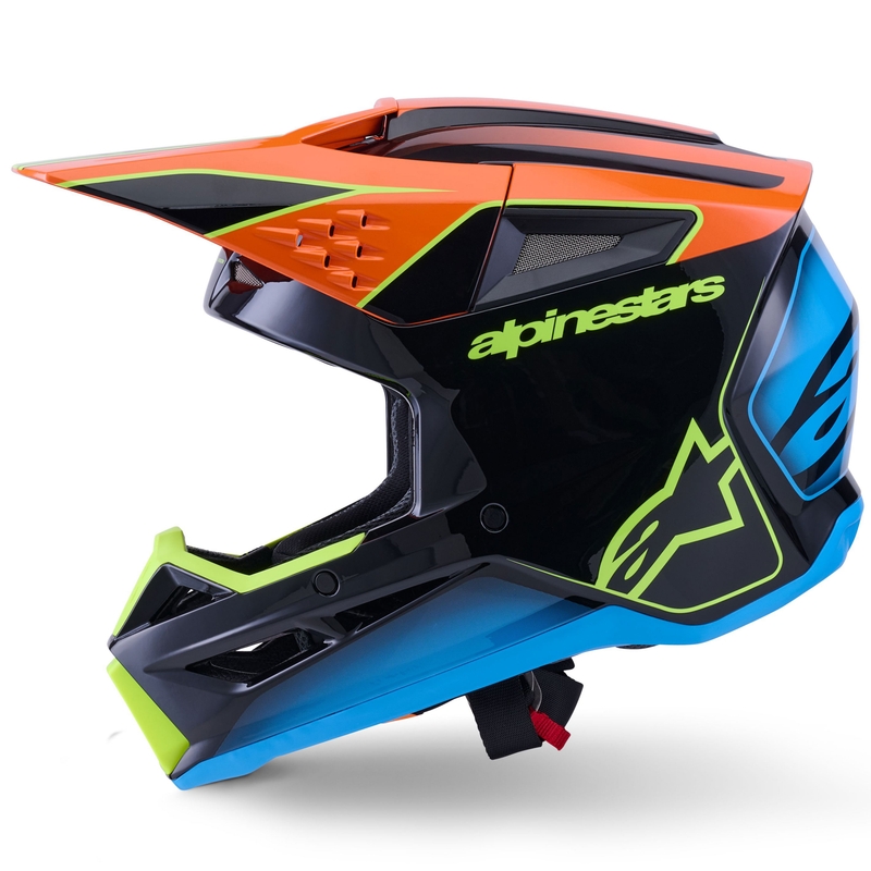 Alpinestars S-M3 Fray motokrossz bukósisak fekete-fluo narancssárga-fluo sárga-türkizkék
