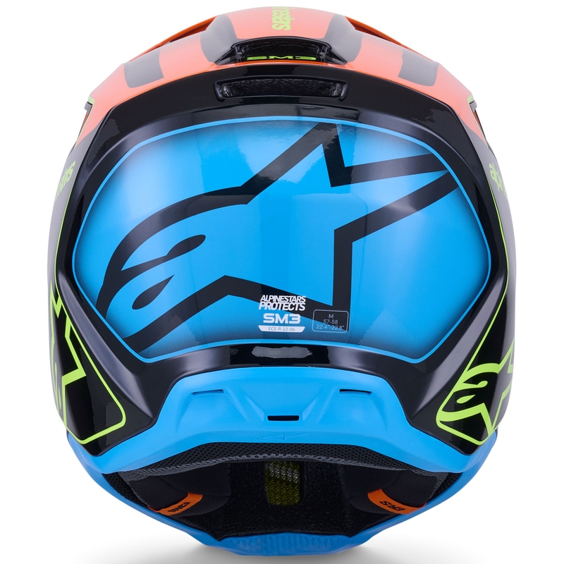 Alpinestars S-M3 Fray motokrossz bukósisak fekete-fluo narancssárga-fluo sárga-türkizkék