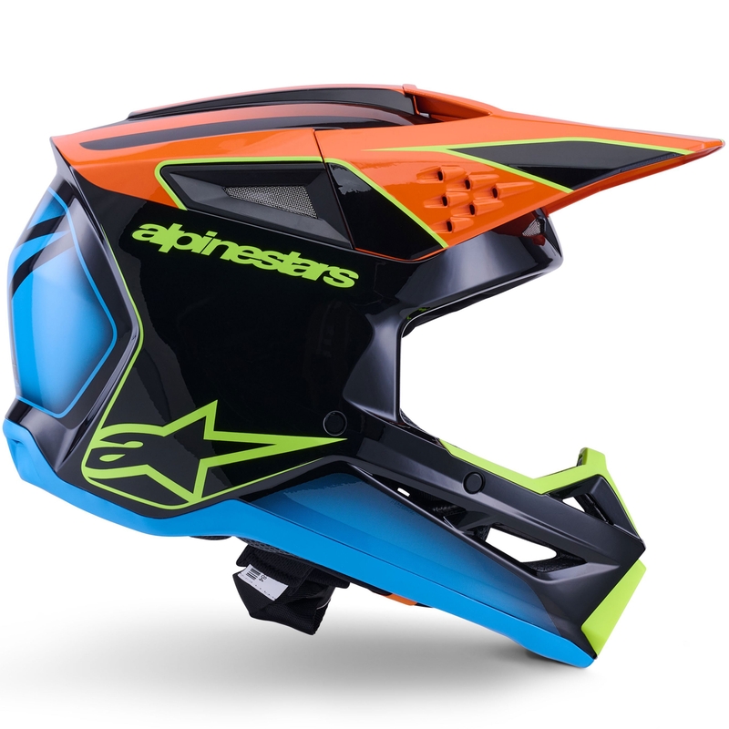 Alpinestars S-M3 Fray motokrossz bukósisak fekete-fluo narancssárga-fluo sárga-türkizkék