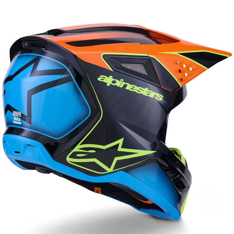 Alpinestars S-M3 Fray motokrossz bukósisak fekete-fluo narancssárga-fluo sárga-türkizkék