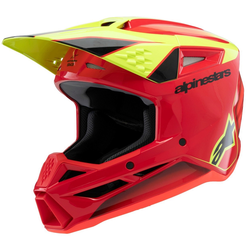 Alpinestars S-M3 Fray motokrossz bukósisak piros-fluo sárga-fekete