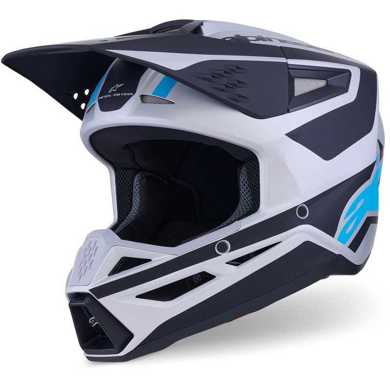 Alpinestars S-M3 Heat motokrossz bukósisak matt ezüst-kék-fekete