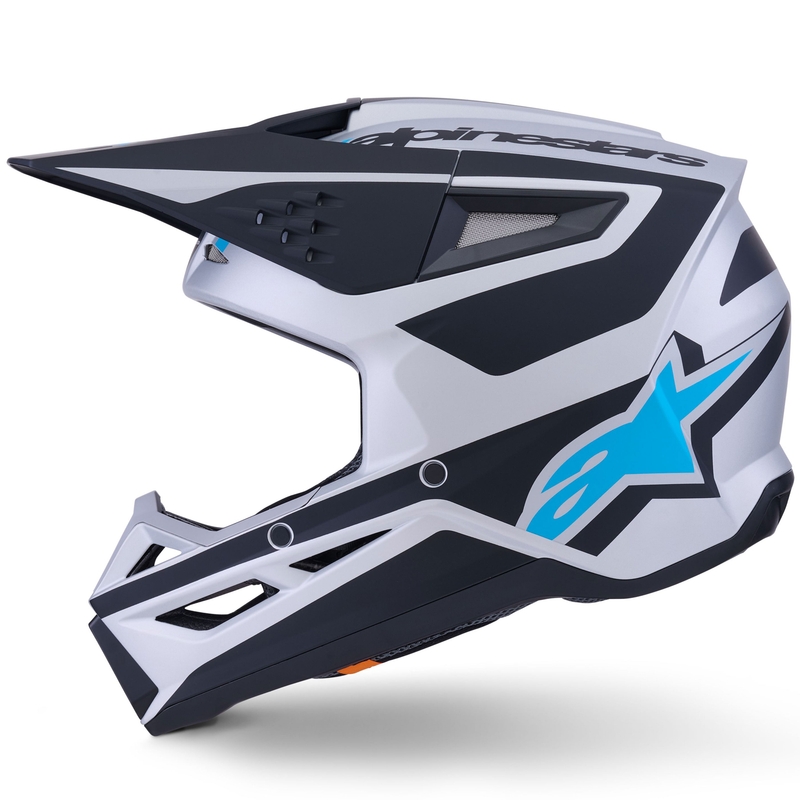 Alpinestars S-M3 Heat motokrossz bukósisak matt ezüst-kék-fekete