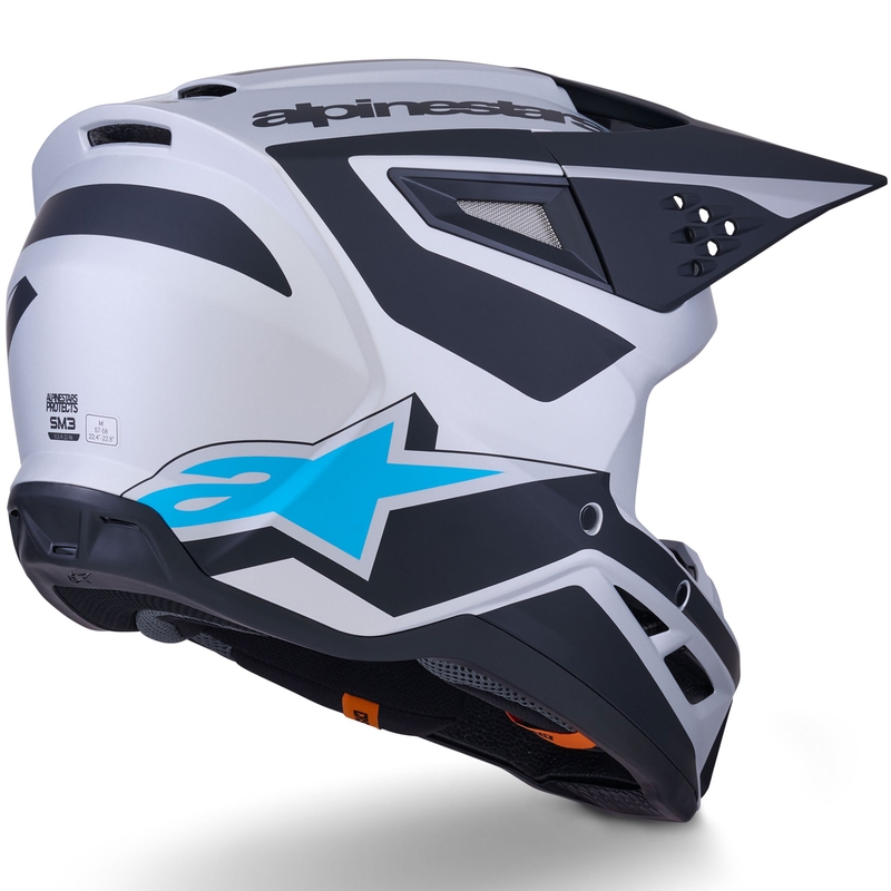 Alpinestars S-M3 Heat motokrossz bukósisak matt ezüst-kék-fekete