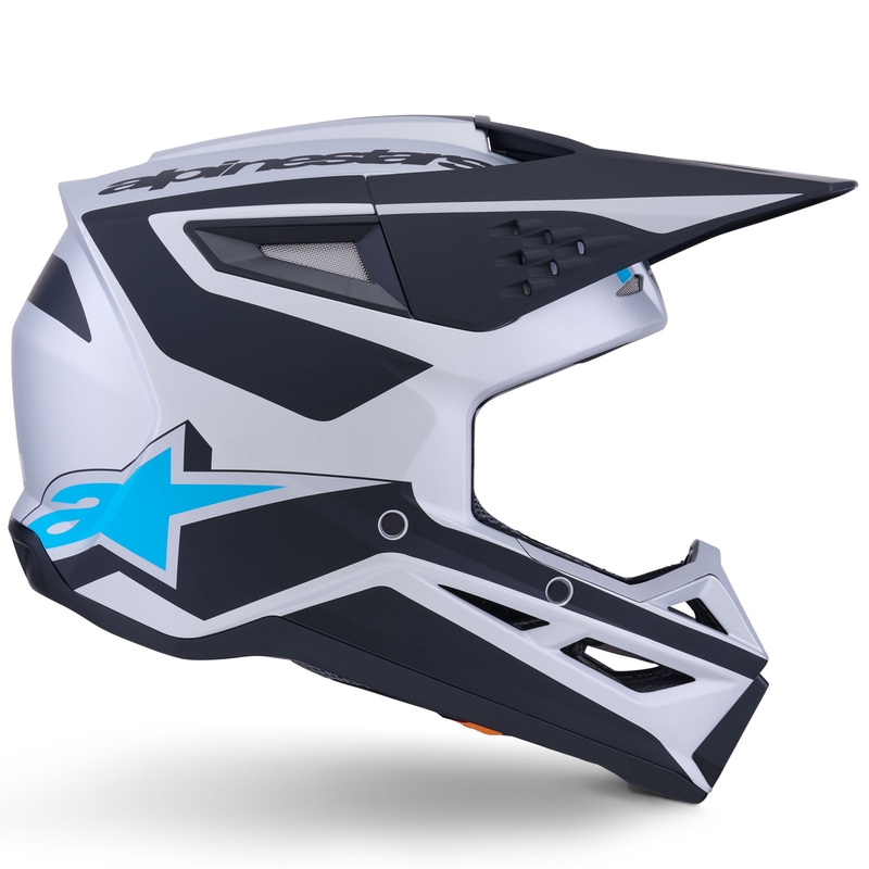 Alpinestars S-M3 Heat motokrossz bukósisak matt ezüst-kék-fekete