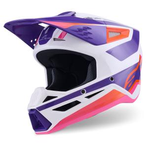 Motokrosová helma Alpinestars S-M3 Heat bílo-fialovo-růžová
