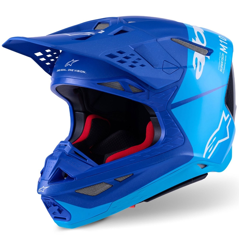 Alpinestars Supertech S-M10 Flood motokrossz bukósisak gyöngyházkék-világoskék-fekete-karbon-matt-fényes
