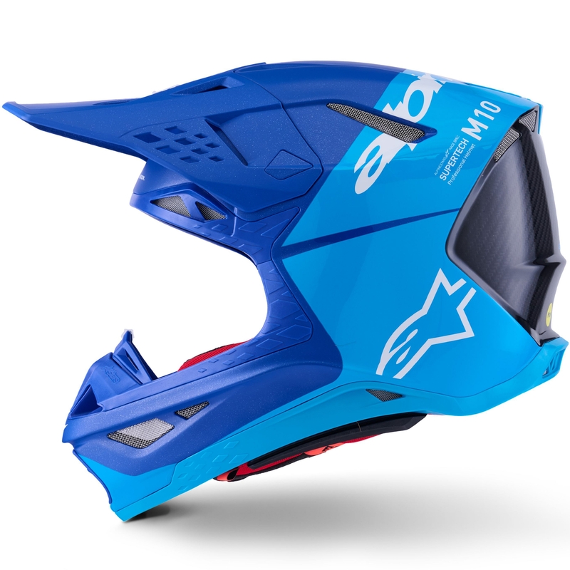 Alpinestars Supertech S-M10 Flood motokrossz bukósisak gyöngyházkék-világoskék-fekete-karbon-matt-fényes