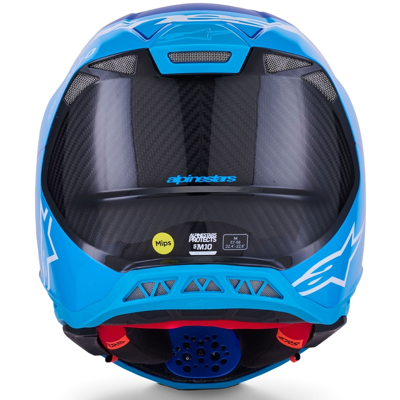 Alpinestars Supertech S-M10 Flood motokrossz bukósisak gyöngyházkék-világoskék-fekete-karbon-matt-fényes