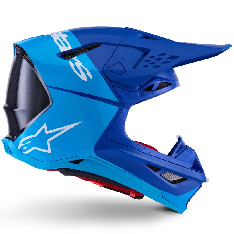 Alpinestars Supertech S-M10 Flood motokrossz bukósisak gyöngyházkék-világoskék-fekete-karbon-matt-fényes