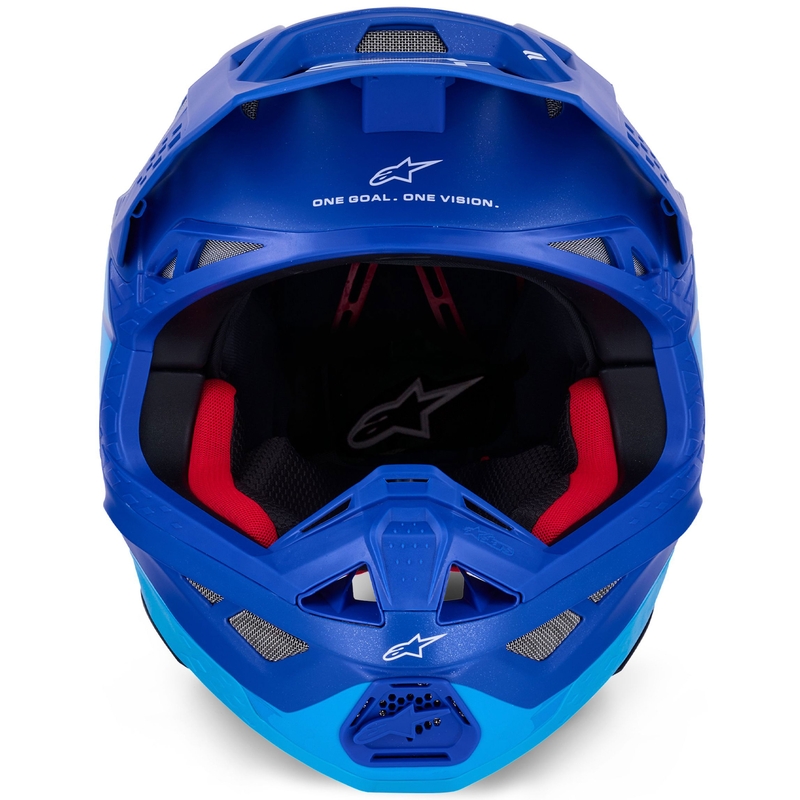 Alpinestars Supertech S-M10 Flood motokrossz bukósisak gyöngyházkék-világoskék-fekete-karbon-matt-fényes