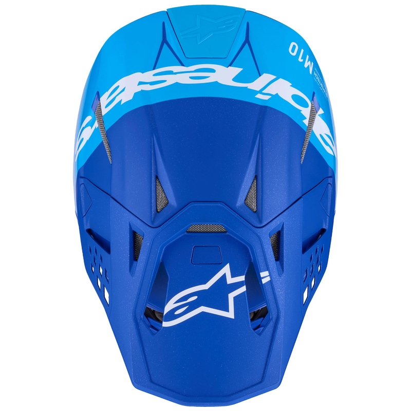 Alpinestars Supertech S-M10 Flood motokrossz bukósisak gyöngyházkék-világoskék-fekete-karbon-matt-fényes